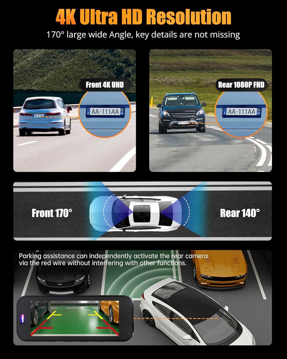 Lensuge Dash Cam Front and Rear with 4K + 1080P Dual Recording
Lensuge A4 Dual Dash Camera for Cars with 5G WiFi
Lensuge 4K Dash Cam with Built-in 32GB Card and Night Vision
Lensuge Car Dash Cam with 24H Parking Mode and G-Sensor